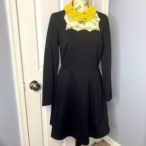NWOT Kate Spade Black Scalloped Neck Ponte Dress